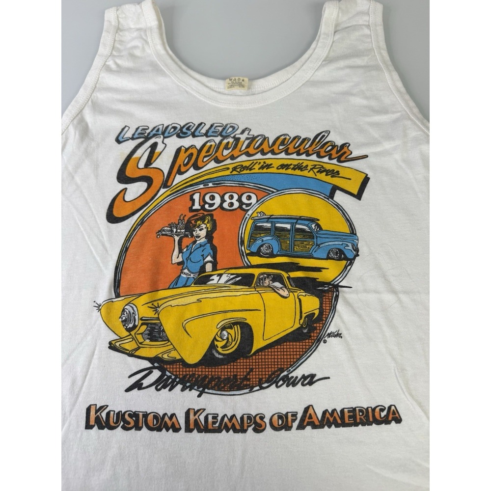 Vintage Women's Lead Seld Spectacular 1989 Tank Top Shirt Hot-Rod Pin-Up Large